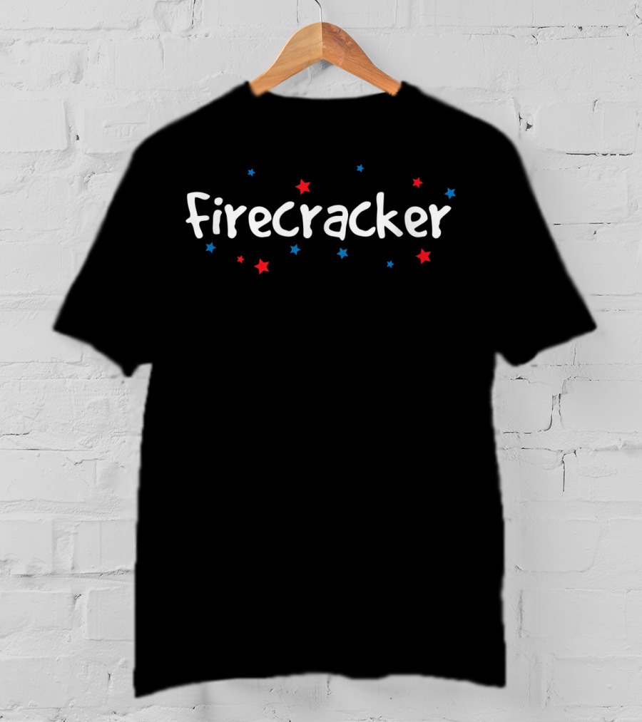 Firecracker Red Blue Stars Trendy T-Shirt