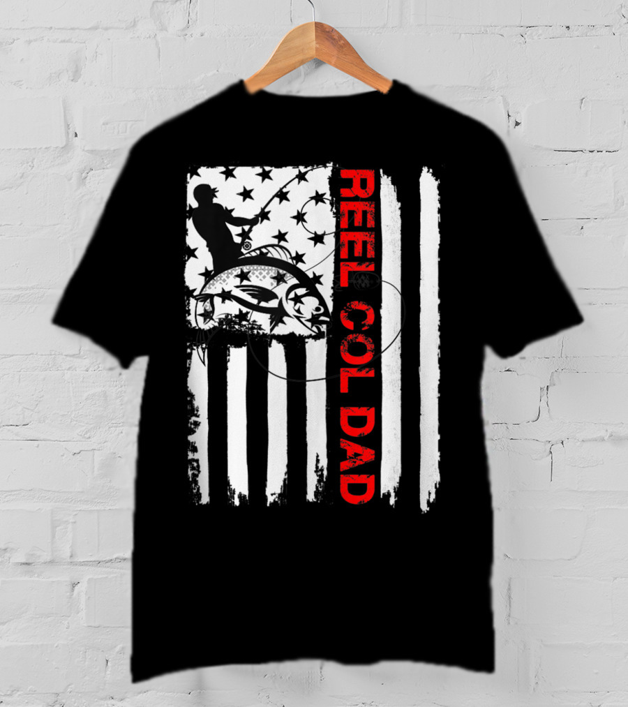 Fishing American Flag Reel Cool Dad T-Shirt