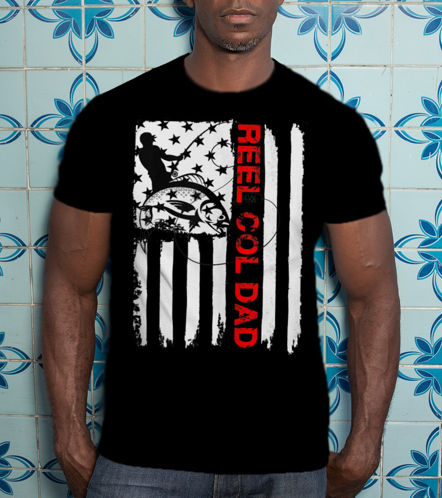 Fishing American Flag Reel Cool Dad T-Shirt
