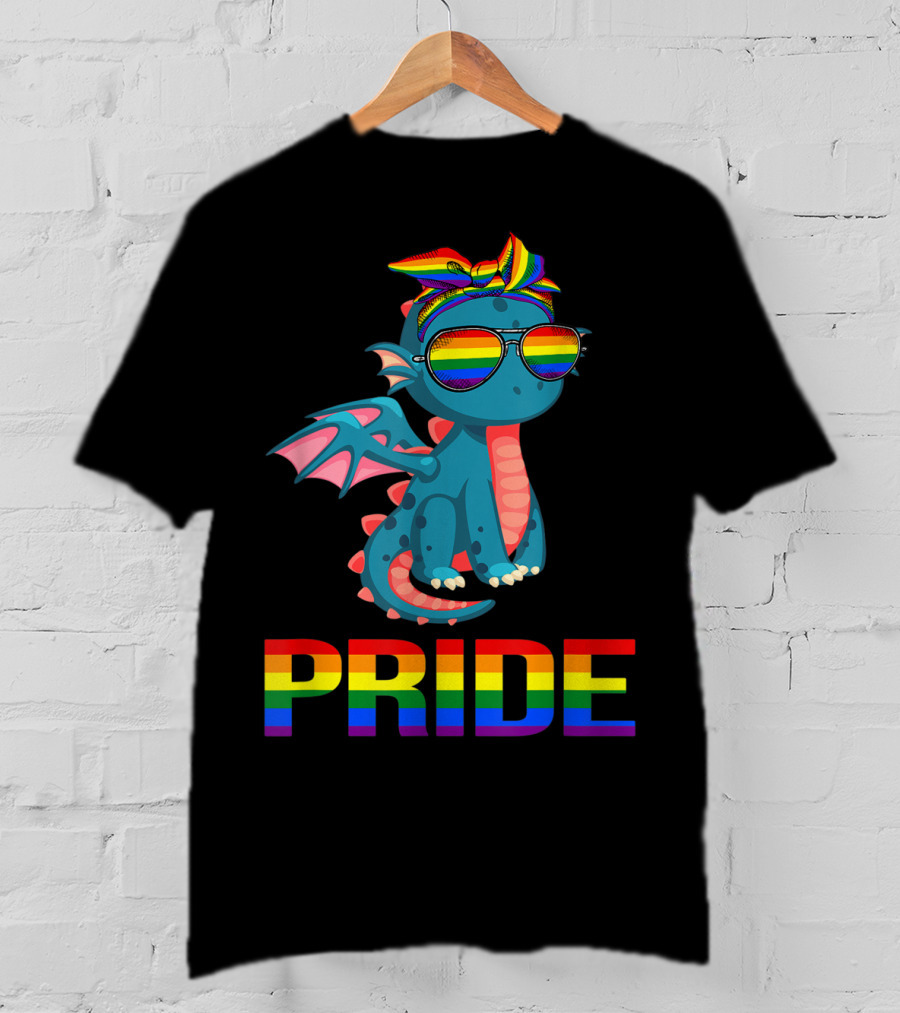 Pride Dragon With Rainbow Glasses And Bandana T-Shirt