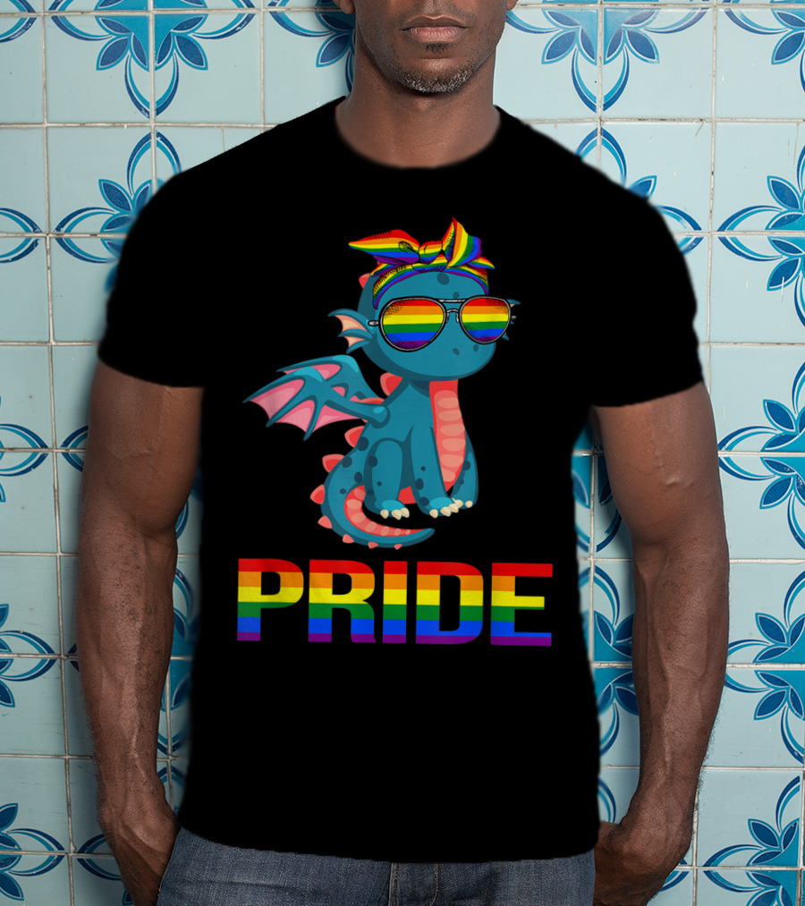 Pride Dragon With Rainbow Glasses And Bandana T-Shirt