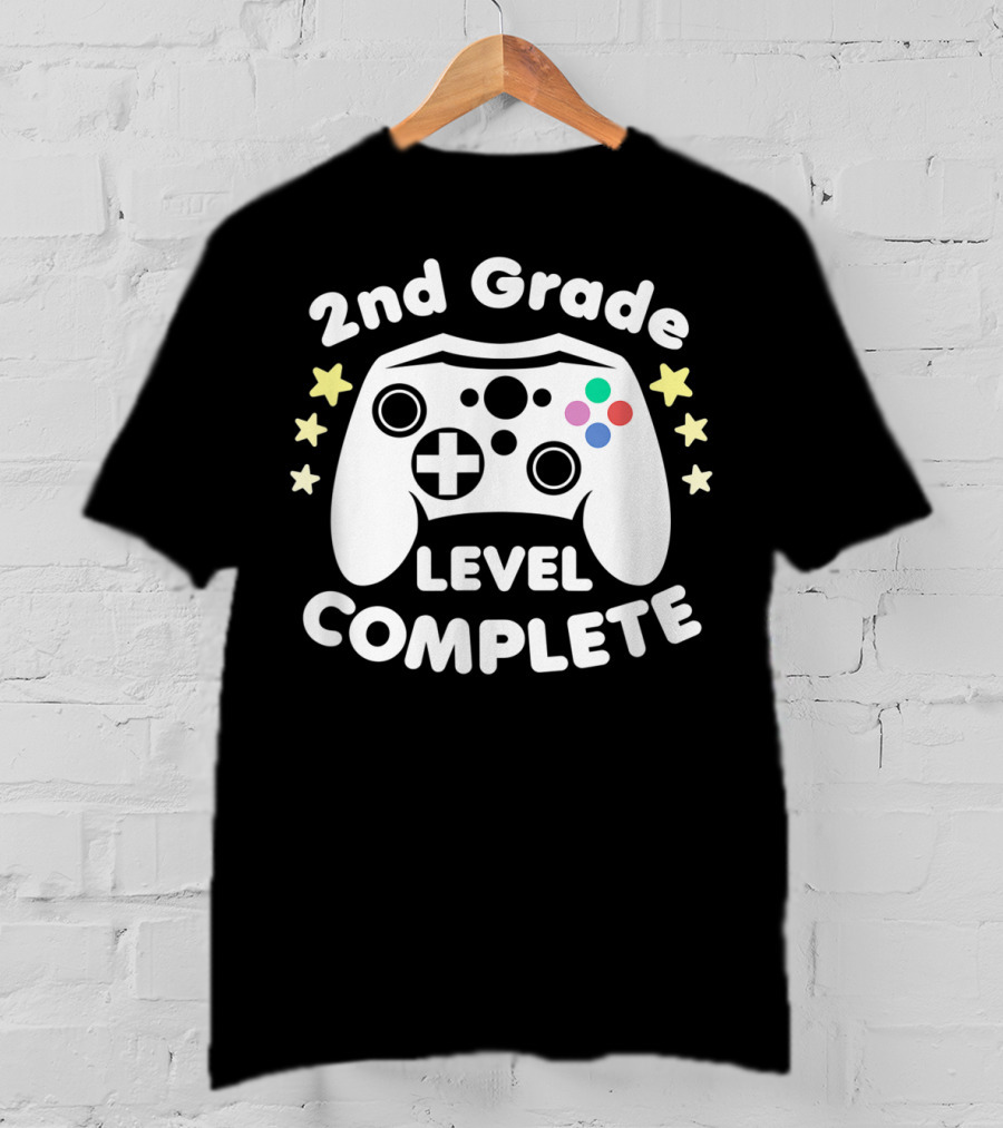 2nd Grade Level Complete Graduation Day Gamer Controller Stars T-Shirt