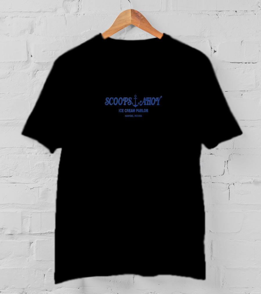 Scoops Ahoy Ice Cream Parlor Hawkins Indiana Vintage Kryptic Society T-Shirt