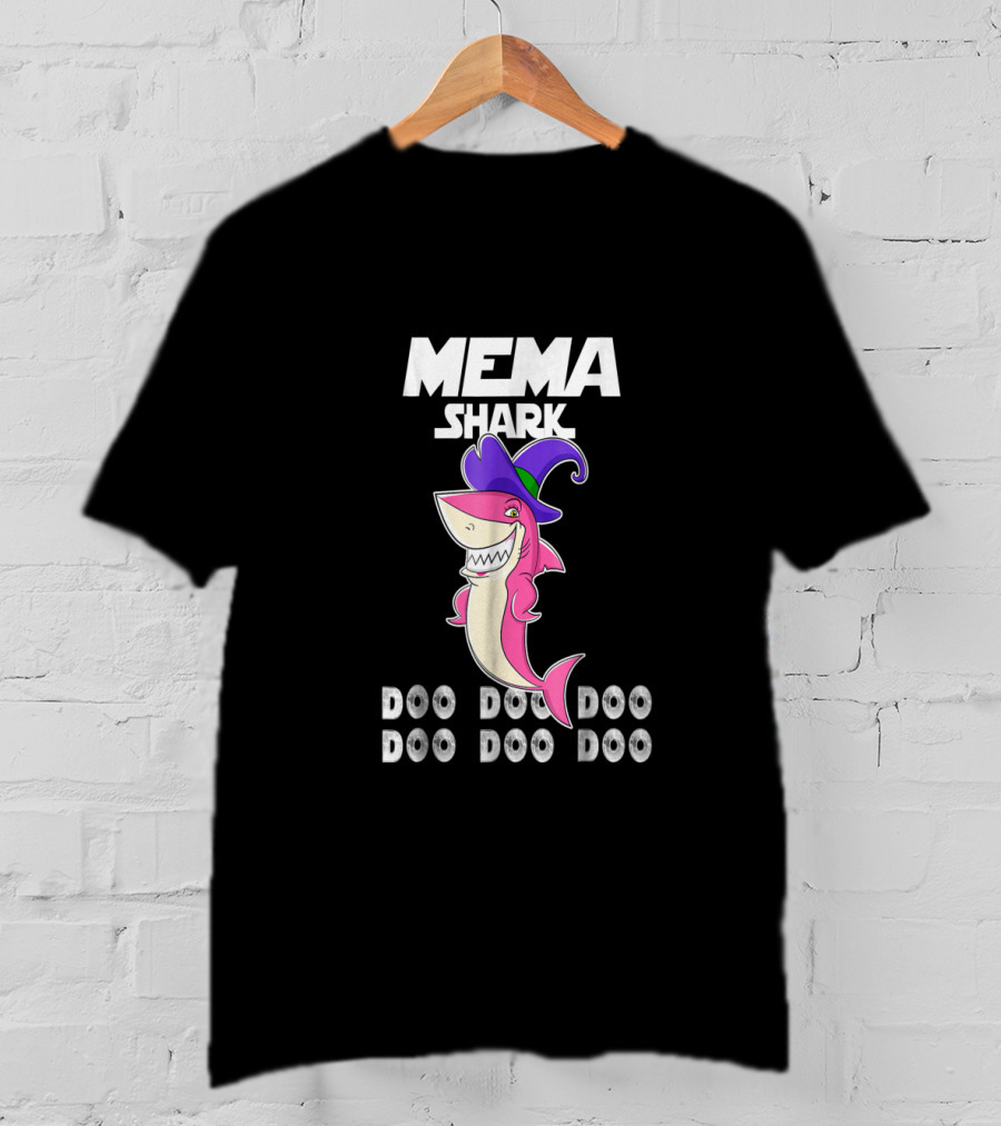 Mema Shark Doo Doo Doo Witch Hat Cartoon Shark T-Shirt