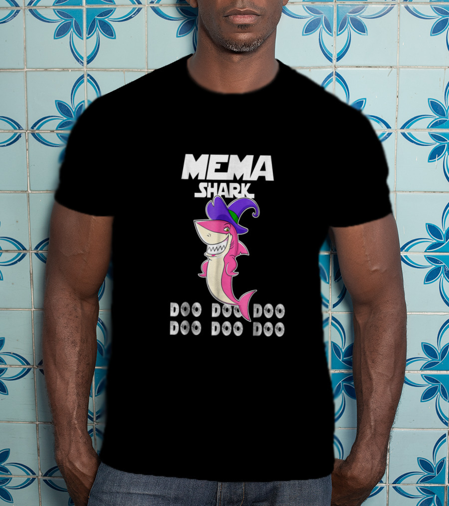 Mema Shark Doo Doo Doo Witch Hat Cartoon Shark T-Shirt