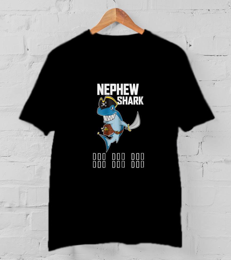 Nephew Shark Pirate Adventure Doo Doo Doo Theme With Pirate Hat And Sword T-Shirt