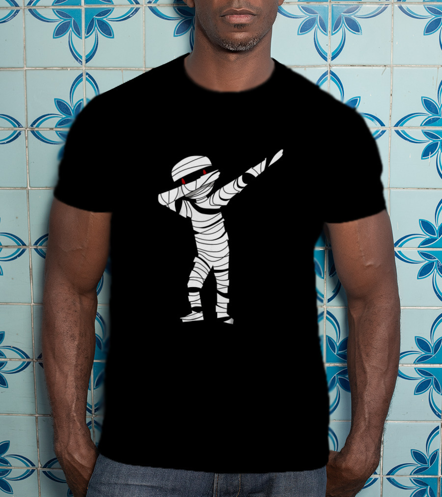 Dabbing Mummy Halloween With Red-Eyed Bandage Costume T-Shirt