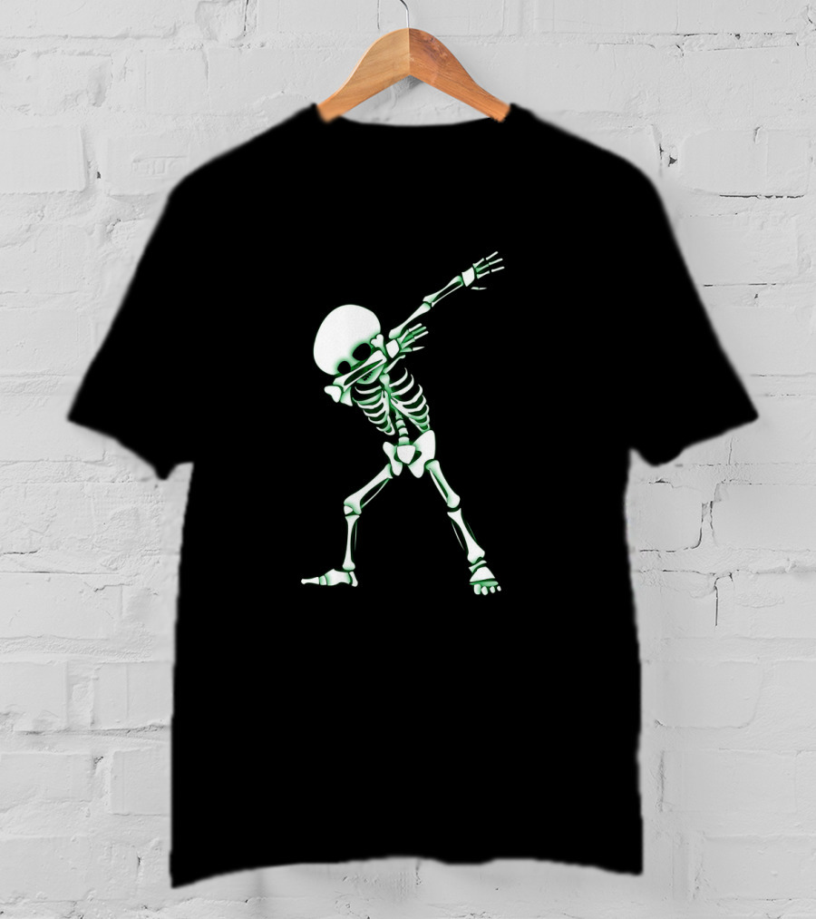 Dabbing Skeleton Halloween Skull Dab Glow In The Dark T-Shirt