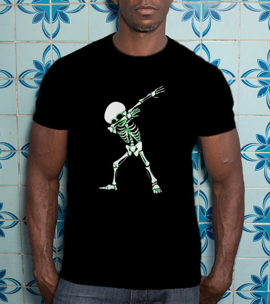 Dabbing Skeleton Halloween Skull Dab Glow In The Dark T-Shirt