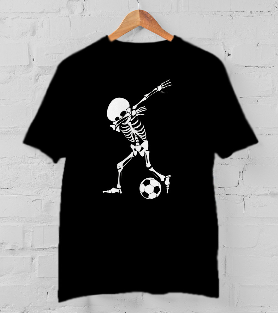 Dabbing Skeleton Halloween Soccer Dab Funny T-Shirt