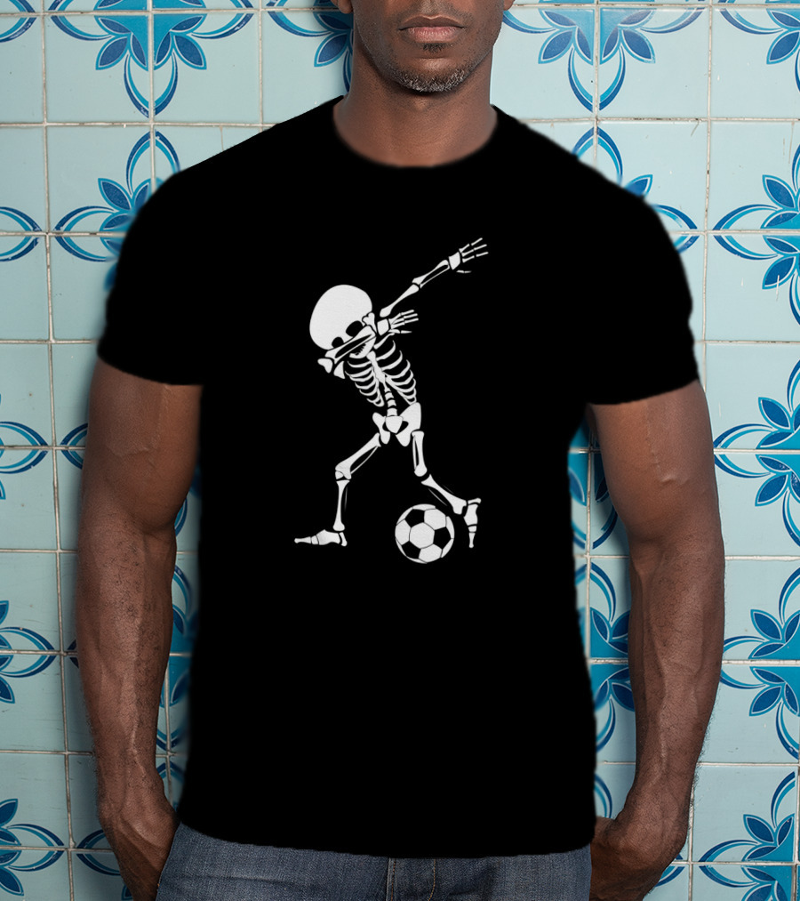 Dabbing Skeleton Halloween Soccer Dab Funny T-Shirt