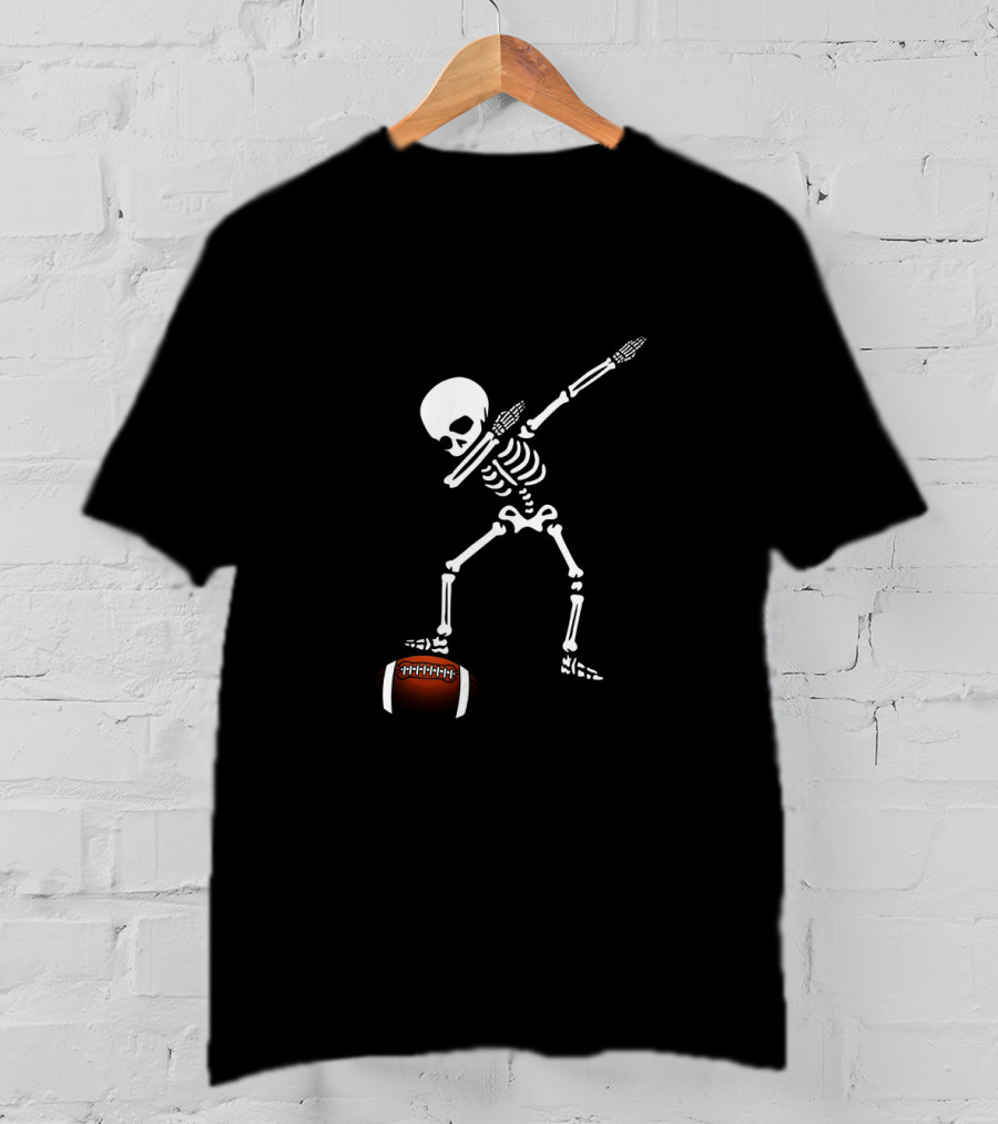 Football Skeleton Dabbing Sports With Football T-Shirt