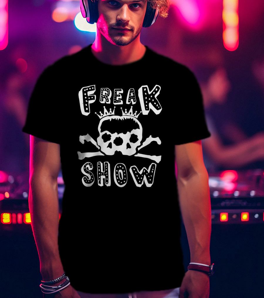 Freak Show Halloween Double Skull Graphic With Crown And Crossbones N5G T-Shirt
