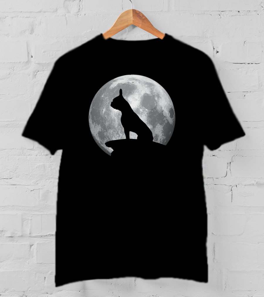 French Bulldog Silhouette With Moon In French Bulldogs T-Shirt