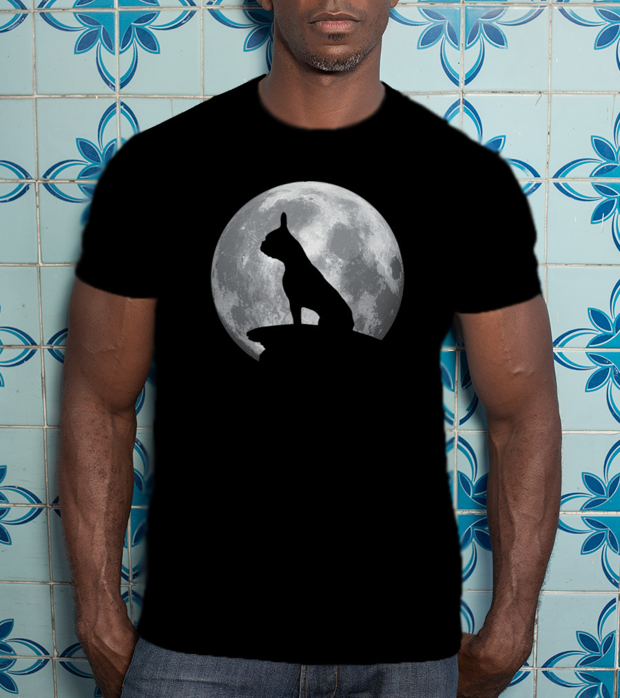 French Bulldog Silhouette With Moon In French Bulldogs T-Shirt