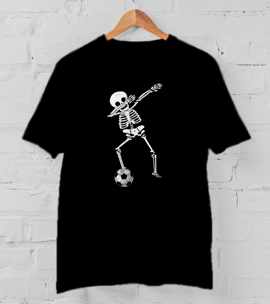 Halloween Dabbing Skeleton Soccer Trick Or Treat Dance Pose T-Shirt
