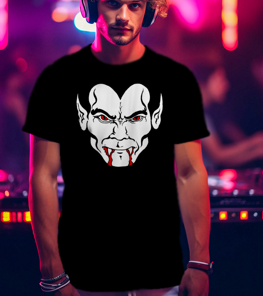 Halloween Dracula Bloody Vampire Teeth Face Graph Iconic Dracula T-Shirt
