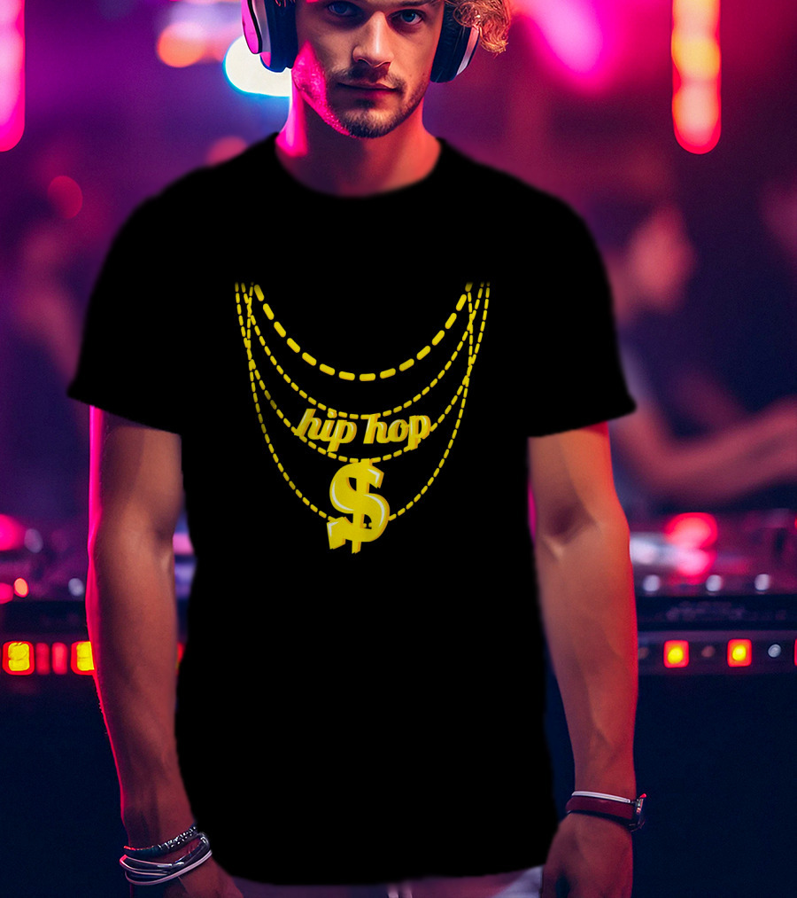 Hip Hop Costume Halloween Gold Chains Dollar Sign Necklace XJH T-Shirt