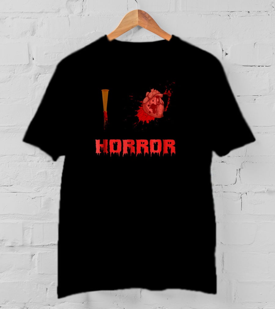 I Horror Bloody Stake Heart Design With Splatter Elements T-Shirt