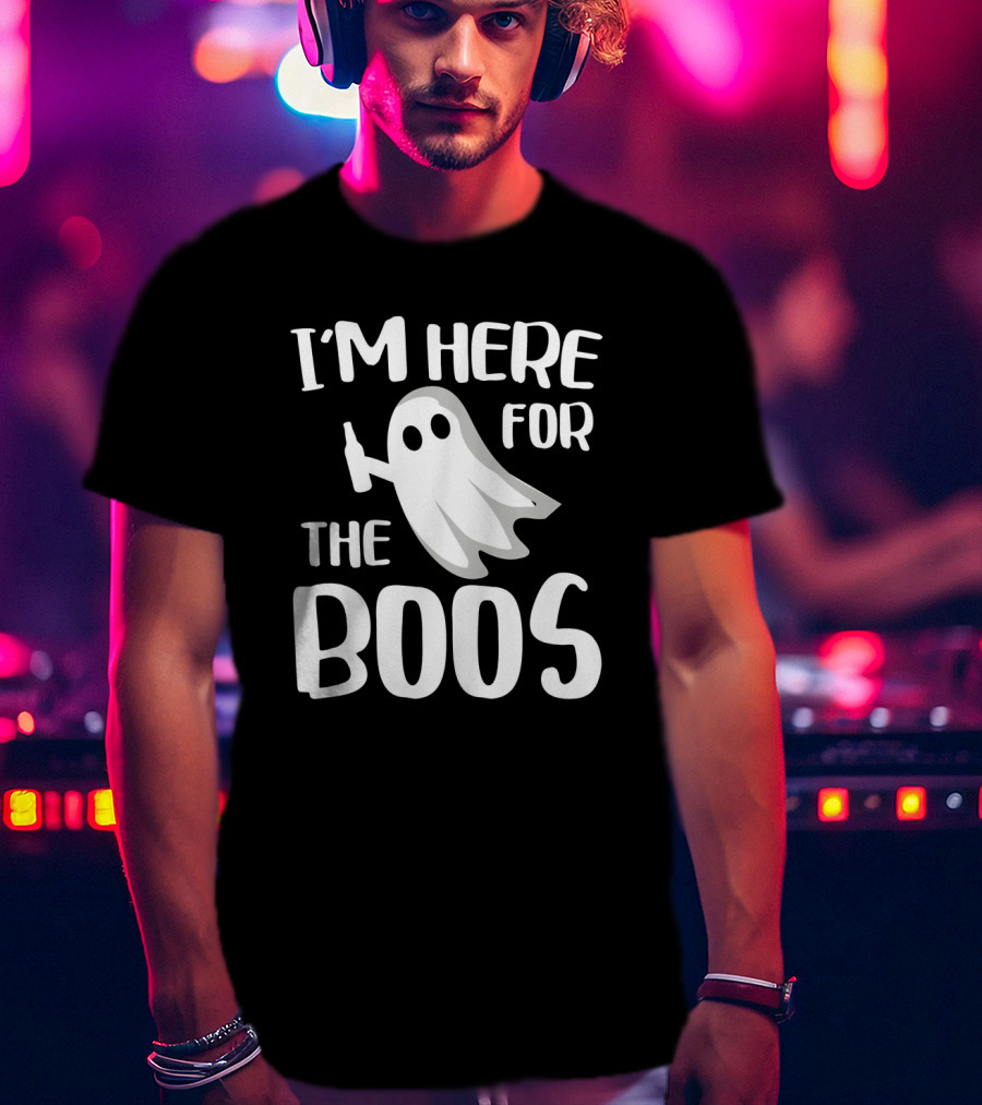 I'm Here For The Boos Halloween Ghost With Bottle Fun T-Shirt