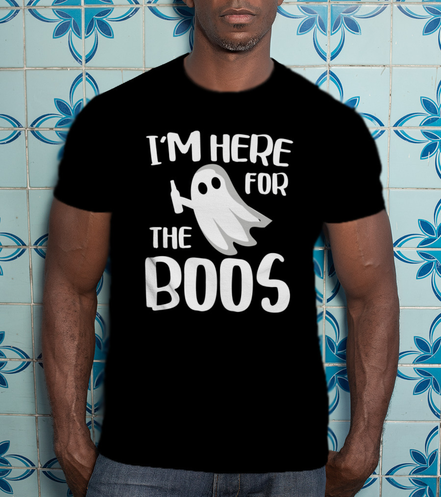 I'm Here For The Boos Halloween Ghost With Bottle Fun T-Shirt