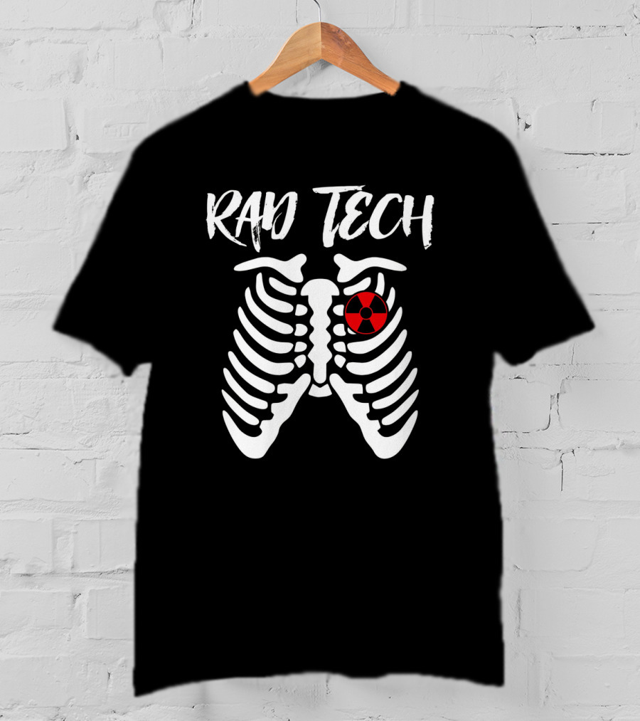 Rad Tech Skeleton Halloween Radiology X-Ray With Radiation T-Shirt
