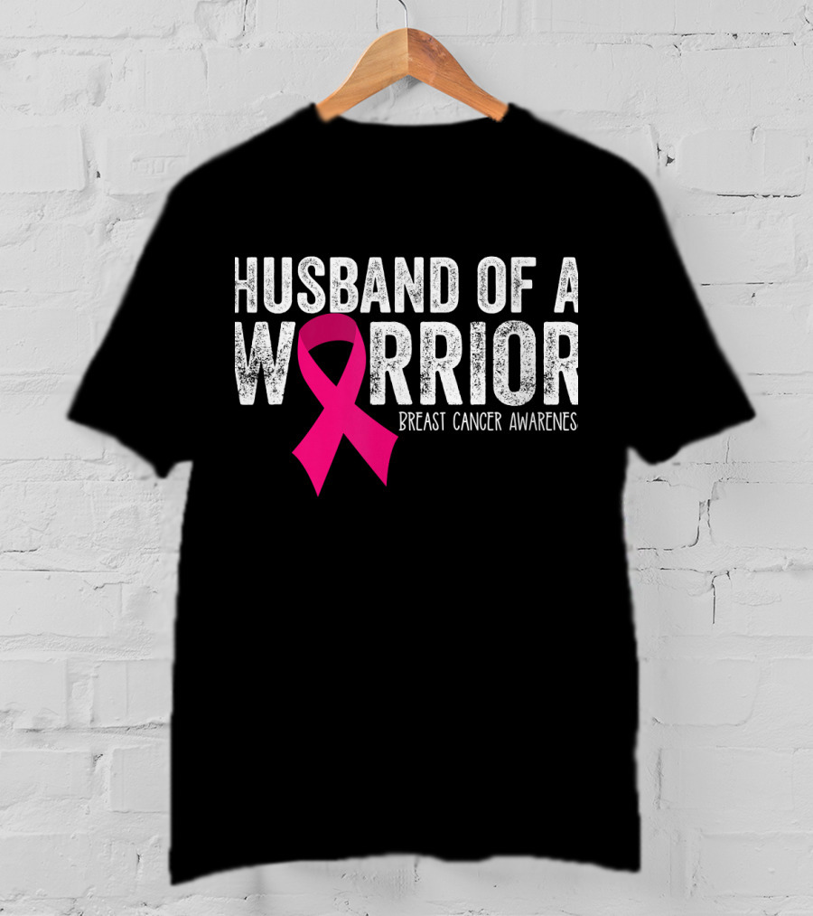 Husband Of A Warrior Breast Cancer Awareness Pink T-Shirt