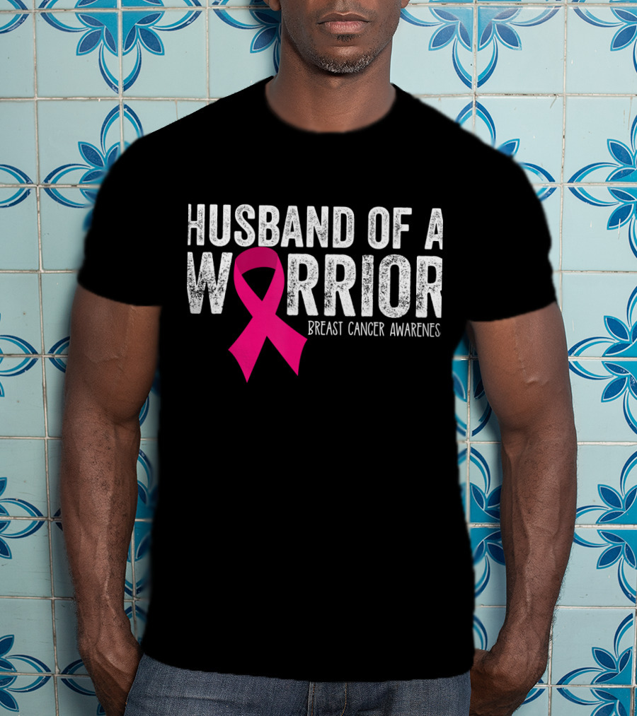 Husband Of A Warrior Breast Cancer Awareness Pink T-Shirt