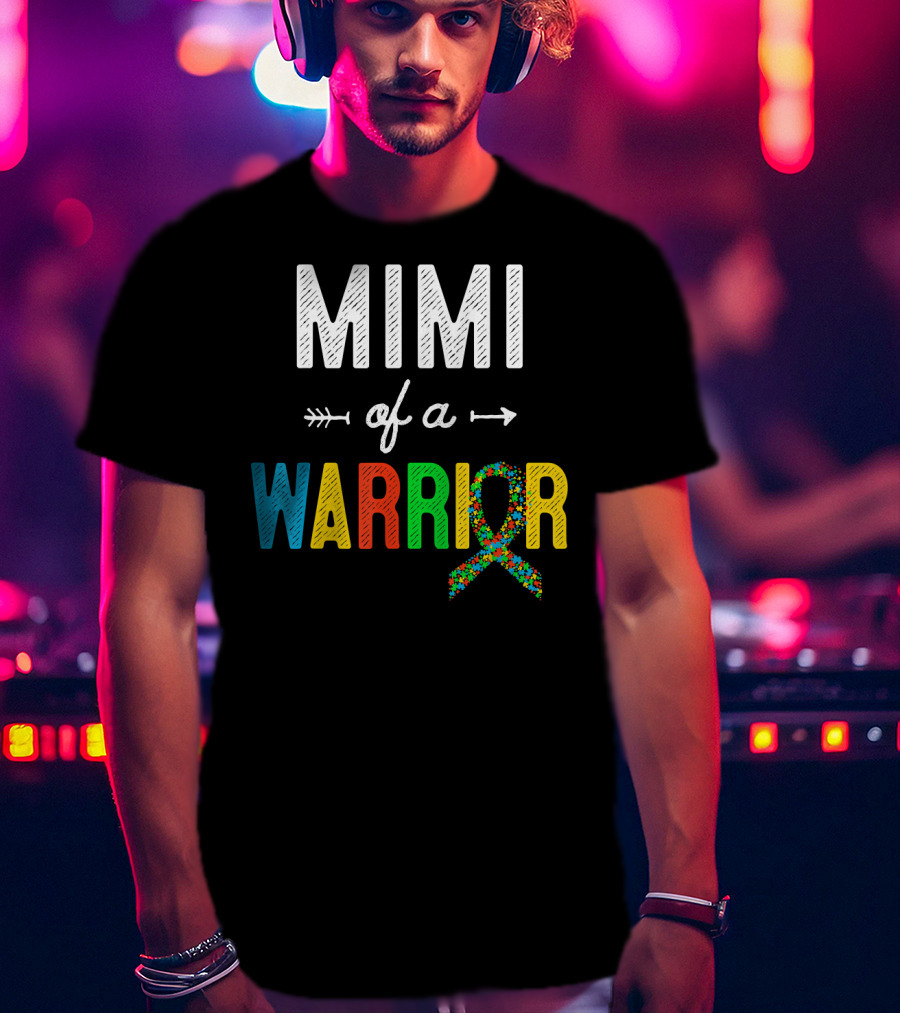 Mimi Of A Warrior Autism Awareness Puzzle T-Shirt