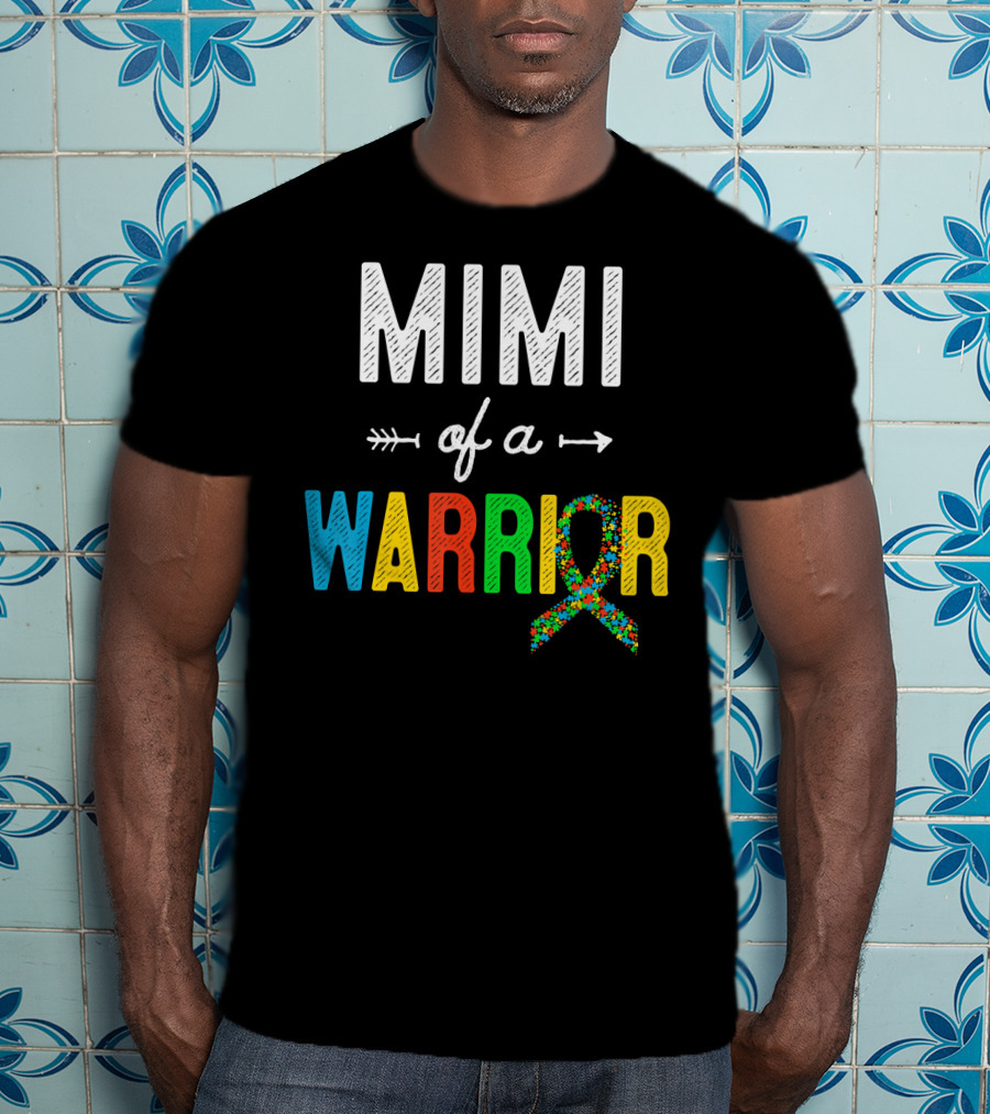 Mimi Of A Warrior Autism Awareness Puzzle T-Shirt