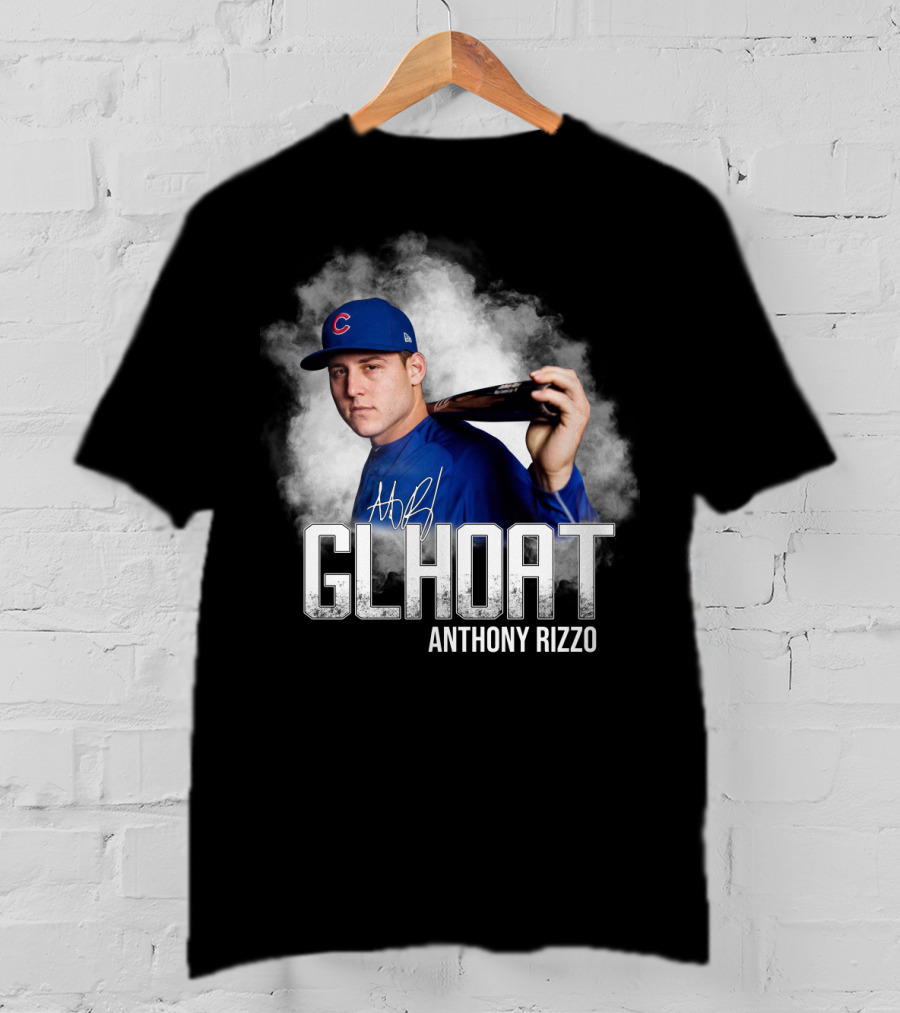 Chicago Cubs Glhoat Anthony Rizzo Signature Blue Smoke Background T-Shirt