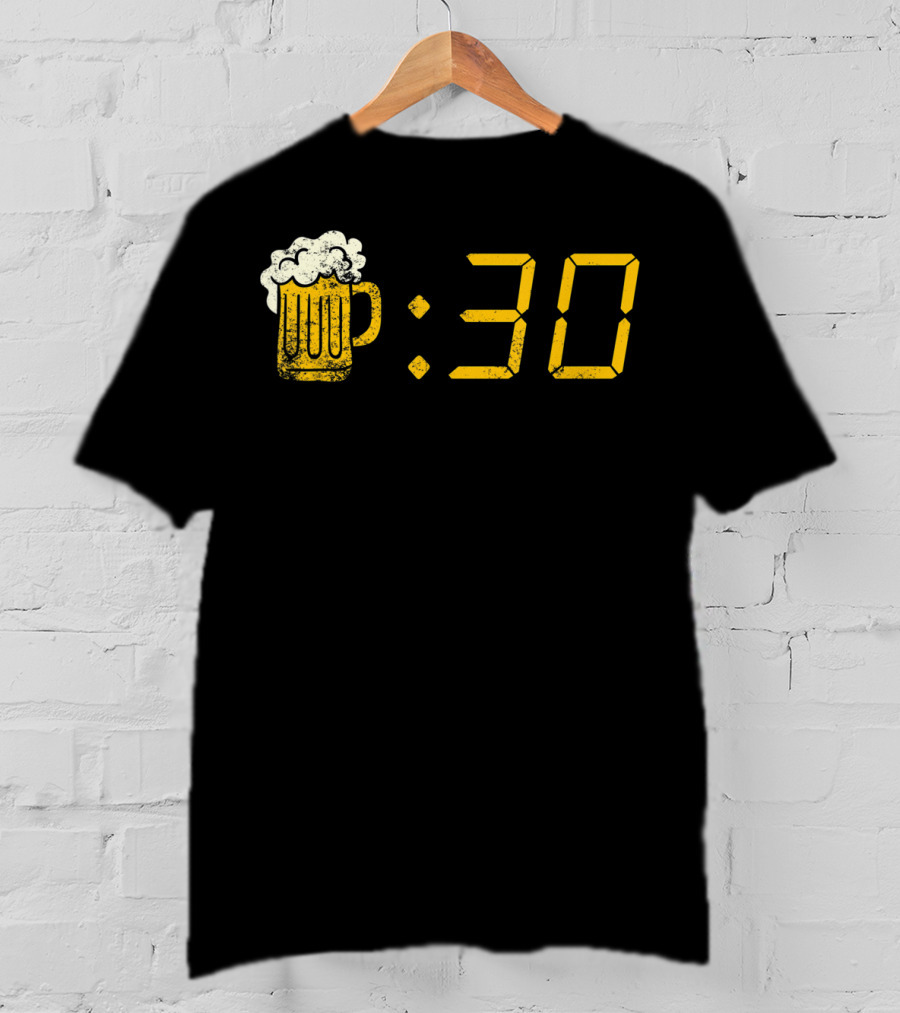 Beer Mug Digital Clock Display :30 Funny Drinking Or Getting Drunk T-Shirt