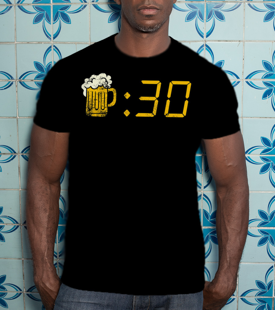 Beer Mug Digital Clock Display :30 Funny Drinking Or Getting Drunk T-Shirt