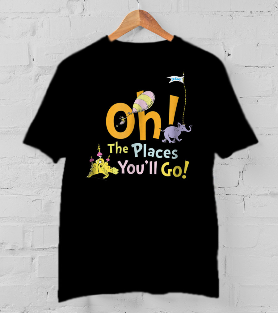 Dr. Seuss Oh The Places You'll Go Elephant And Balloon Adventure T-Shirt