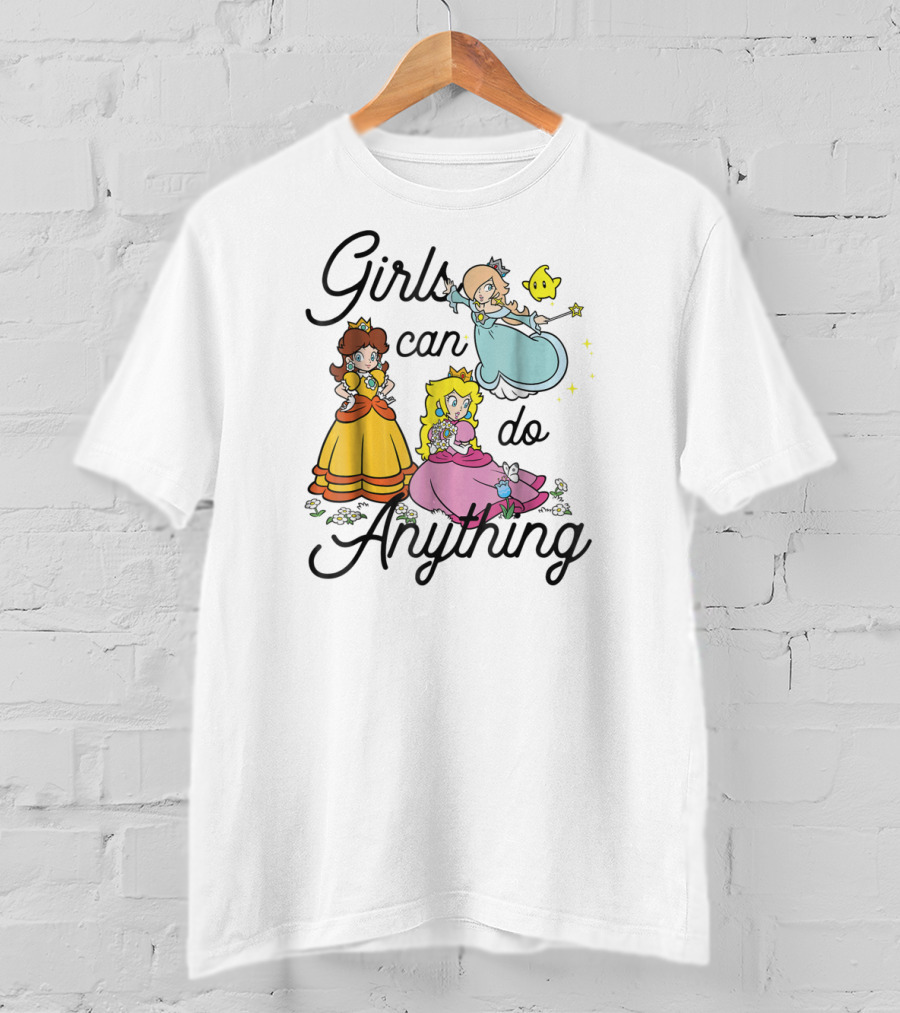 Girls Can Do Anything Super Mario Peach Daisy Rosalina Group Shot T-Shirt