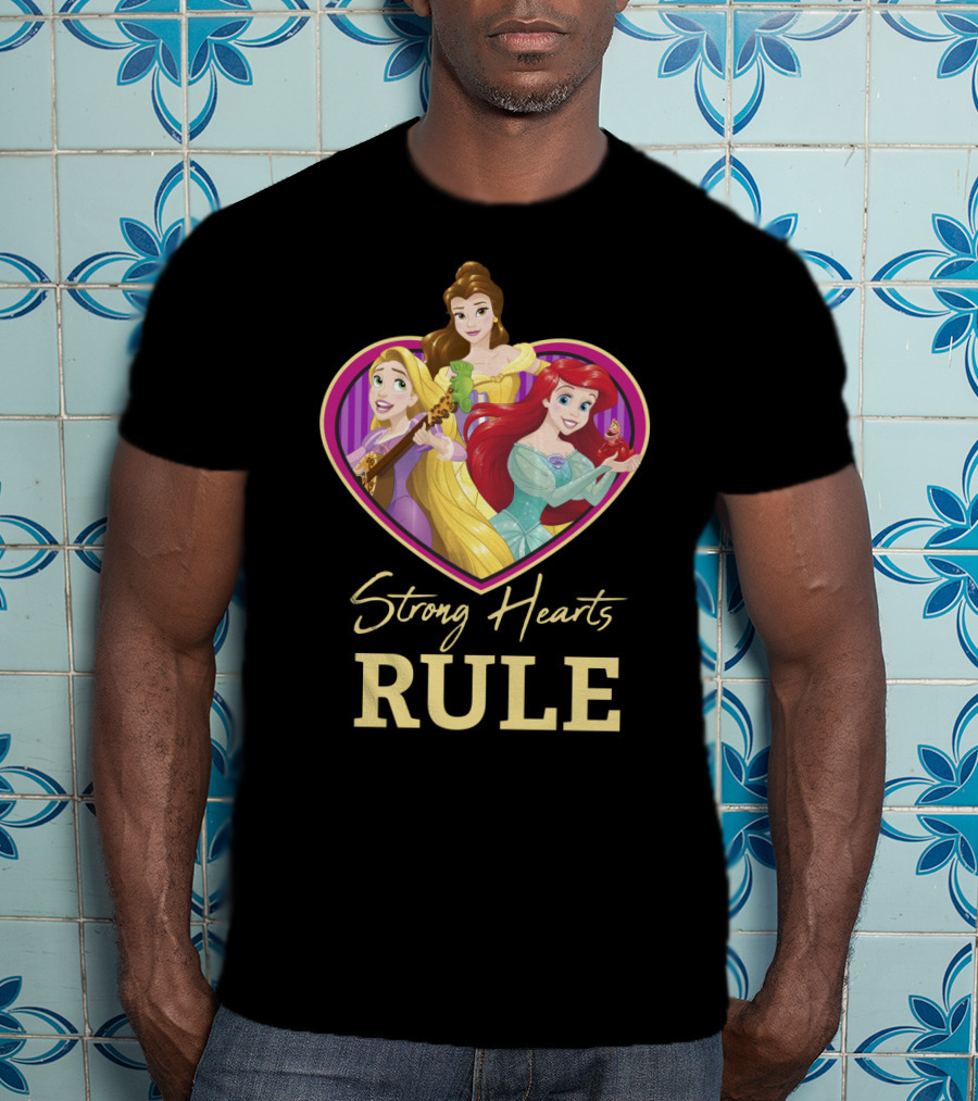 Disney Princess Rapunzel Belle Ariel Strong Hearts Rule T-Shirt