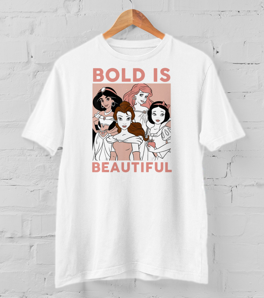 Disney Princess Bold Is Beautiful Jasmine Ariel Belle Snow White Classic Cartoon T-Shirt