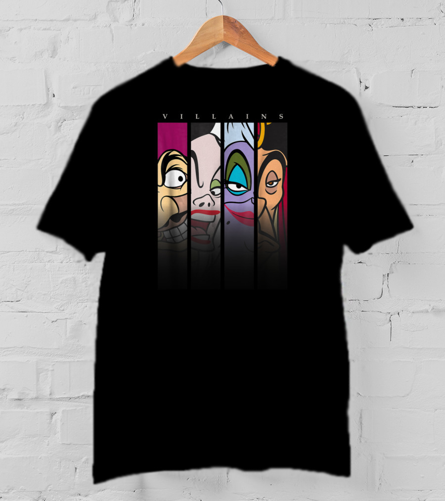 Villains Disney Evil Characters Split-Face T-Shirt