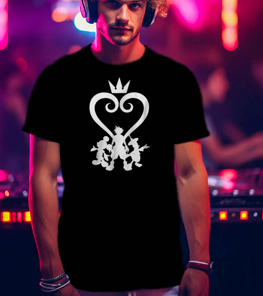 Kingdom Hearts Disney Characters Silhouettes With Heart Crown T-Shirt