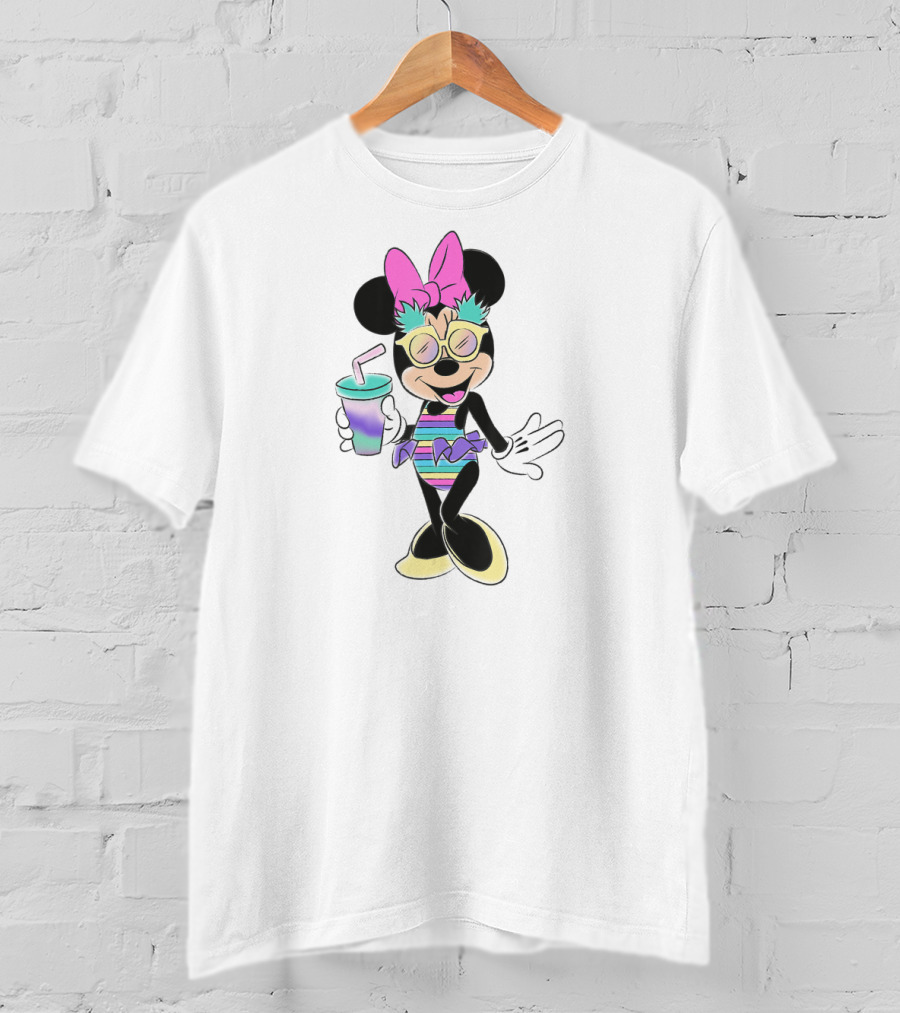 Disney Minnie Mouse Unicorn Pastel Stripes And Tropical Pineapples T-Shirt
