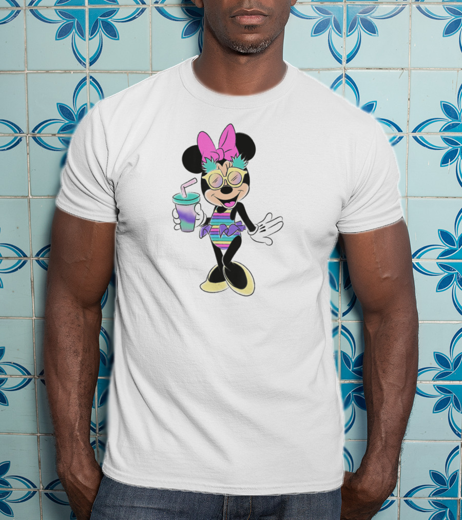 Disney Minnie Mouse Unicorn Pastel Stripes And Tropical Pineapples T-Shirt
