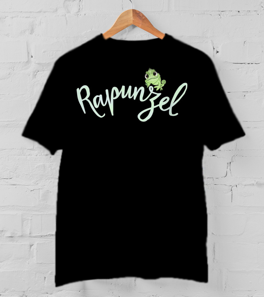 Disney Tangled Rapunzel Pascal Cursive Text T-Shirt