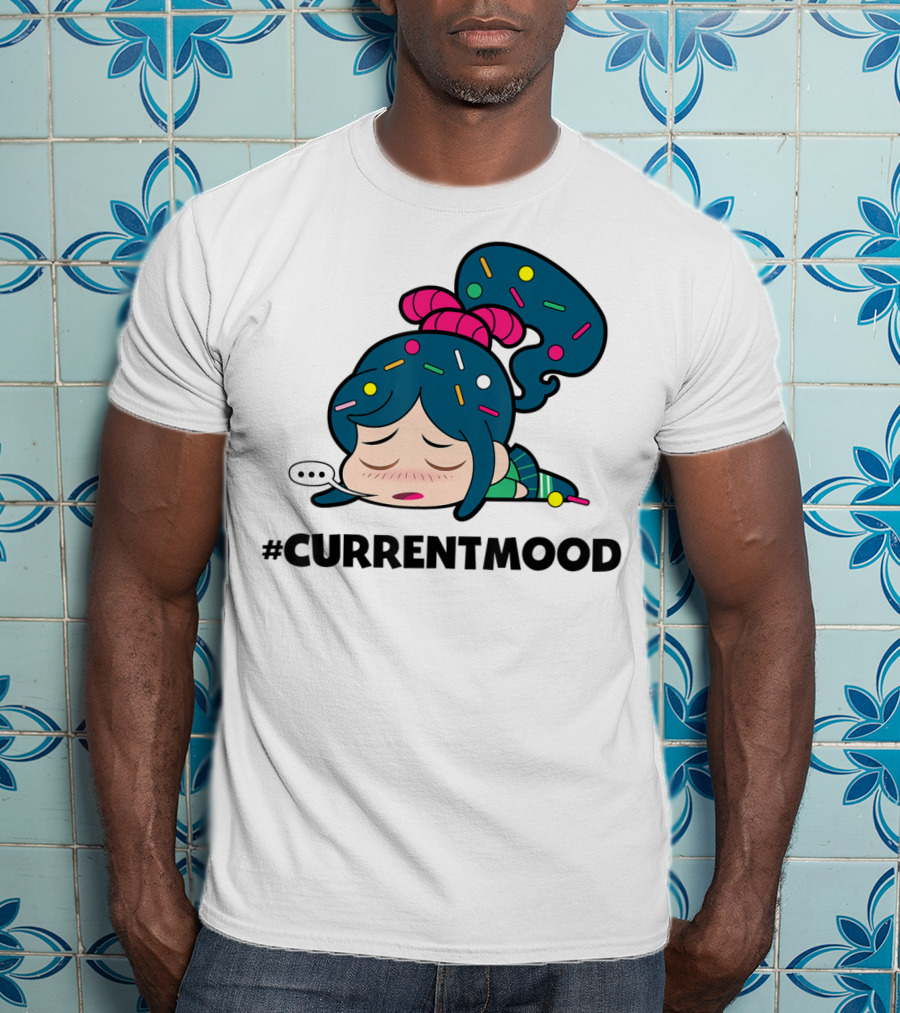Disney Wreck It Ralph Vanellope #CurrentMood Sprinkles Hair Exhausted Expression T-Shirt