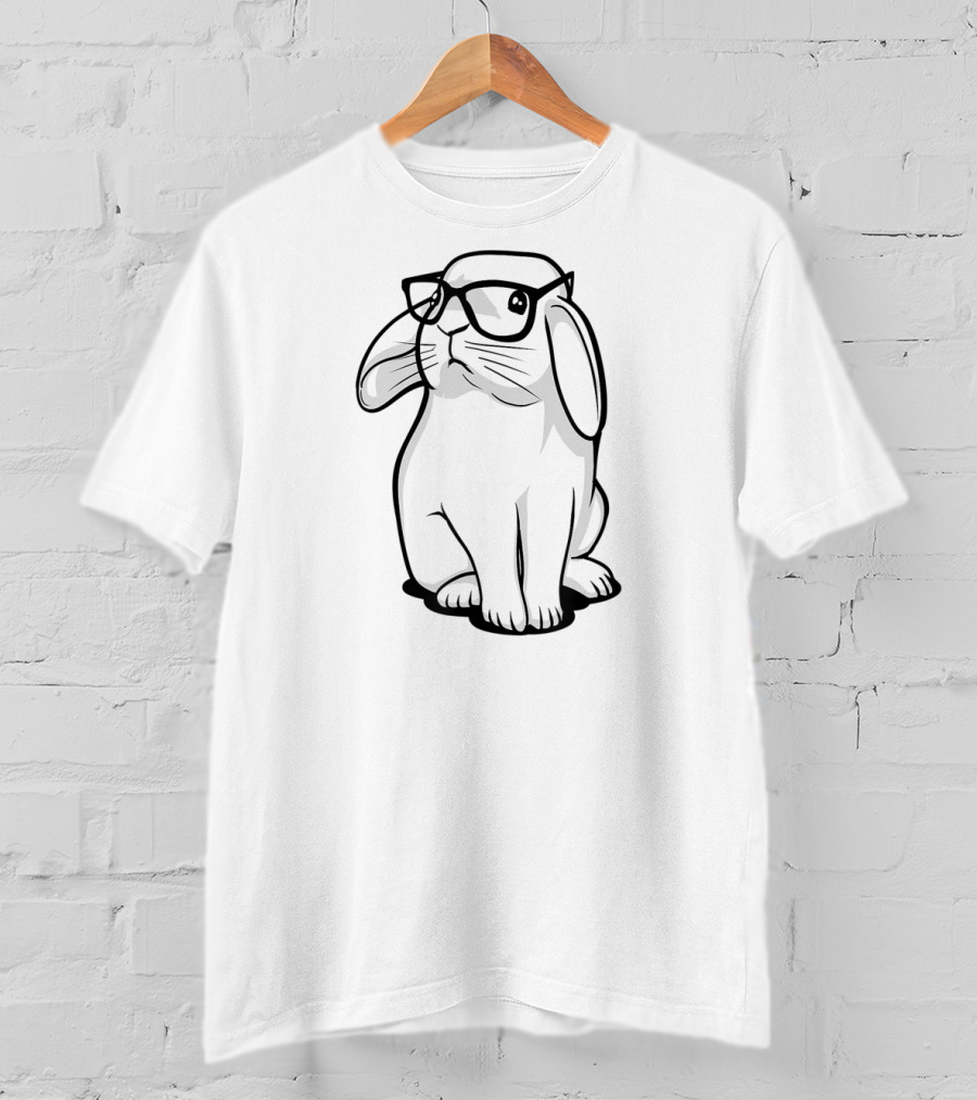 Funny Hipster Bunny Wearing Glasses Nerd Rabbit T-Shirt