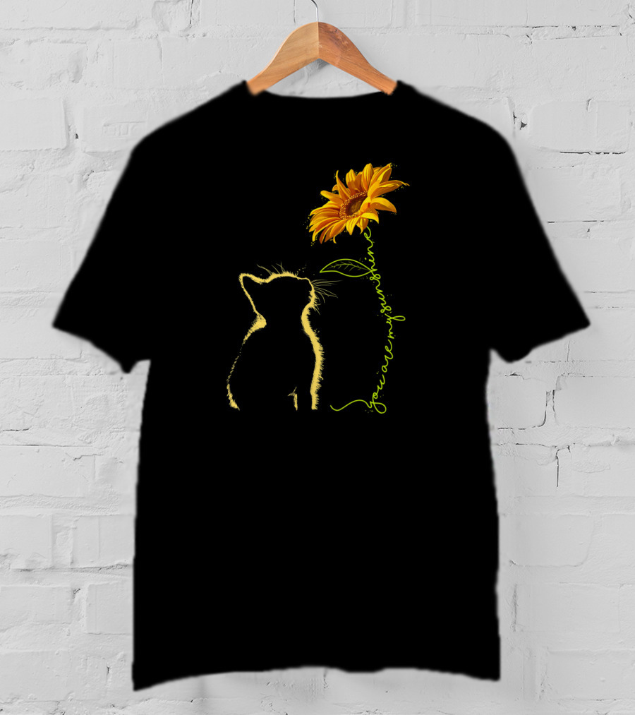 You Are My Sunshine Cat With Sunflower T-Shirt