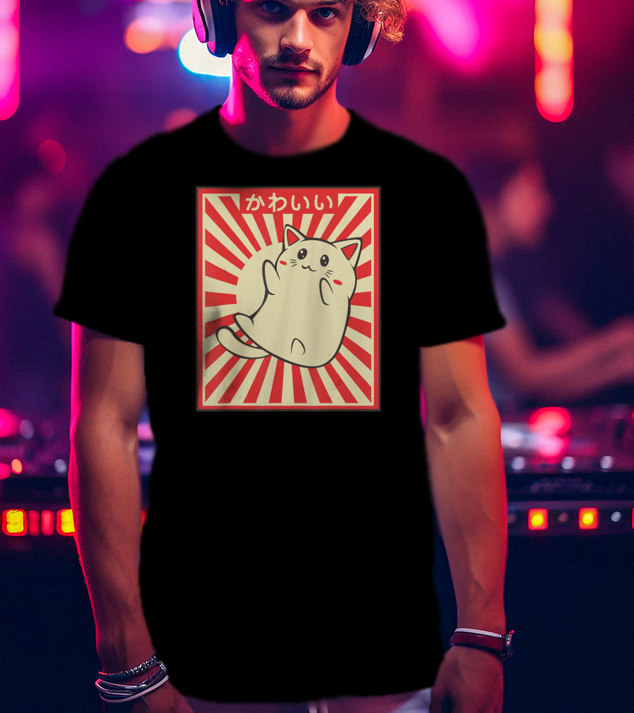 Vintage Kawaii Meowing Japanese Cat Lover T-Shirt