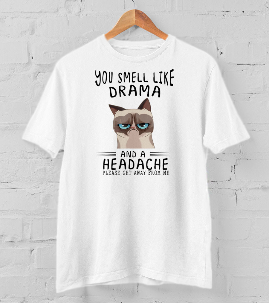You Smell Like Drama And A Headache Please Get Away From ME Cat Kittie T-Shirt