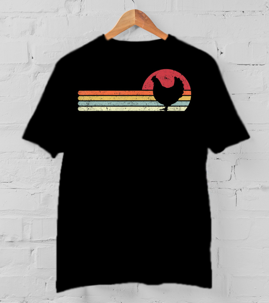 Chicken Style Vintage Sunset Retro Stripes T-Shirt