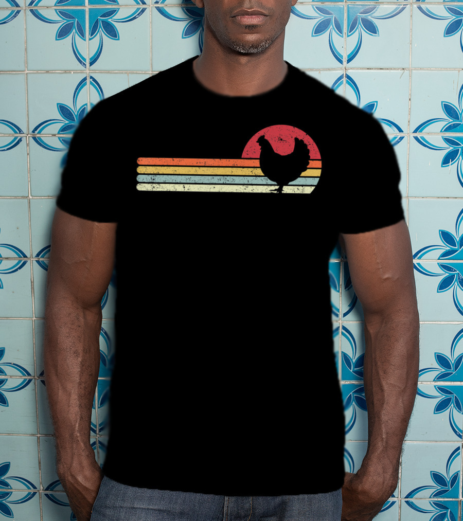 Chicken Style Vintage Sunset Retro Stripes T-Shirt