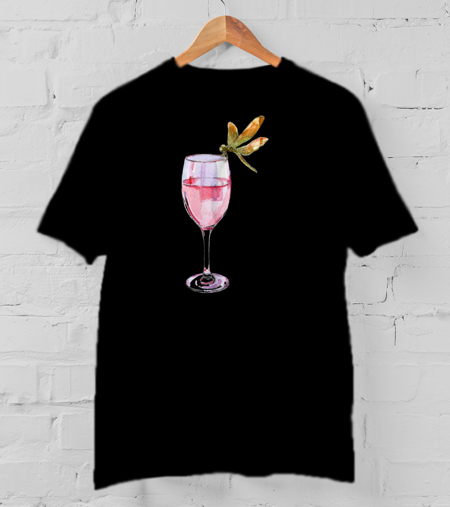 Dragonfly Resting On Wine Glass T-Shirt